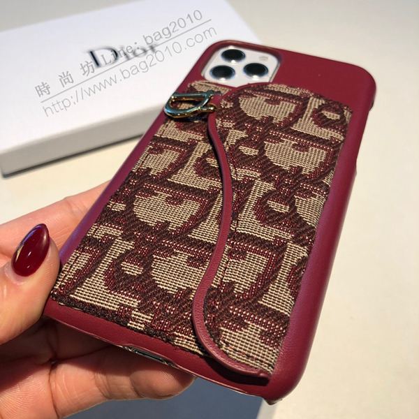 Dior手機套 迪奧布藝刺繡 可當支架 手機殼 半包插卡手機殼  mmk1020